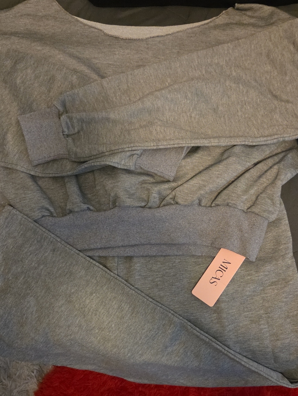 Brand New w/Tags Gray Asymetrical Sweatshirt and Pants with Elastic Hem-Large